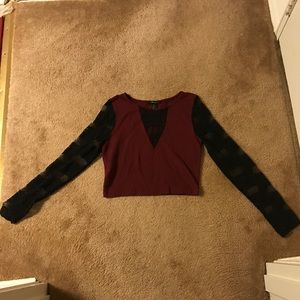 Maroon lace crop top